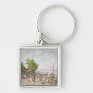 Quai du Peka du Jour, Boulogne Billancourt, 1897 Fyrkantig Silverfärgad Nyckelring