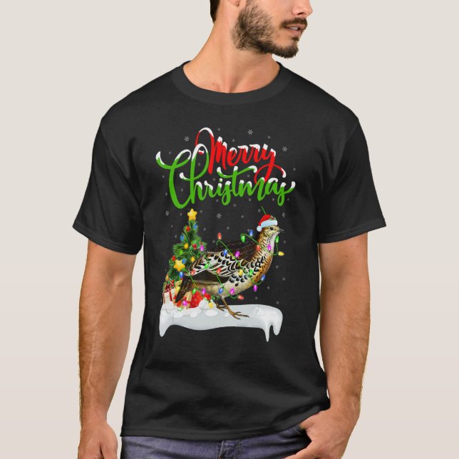 Quail Bird   Xmas Decorations Santa Quail Christma T Shirt (Framsida)