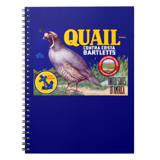 Quail Brand Contra Costa Bartletts Anteckningsbok (Framsidan)