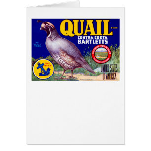 Quail Brand Contra Costa Bartletts Hälsningskort