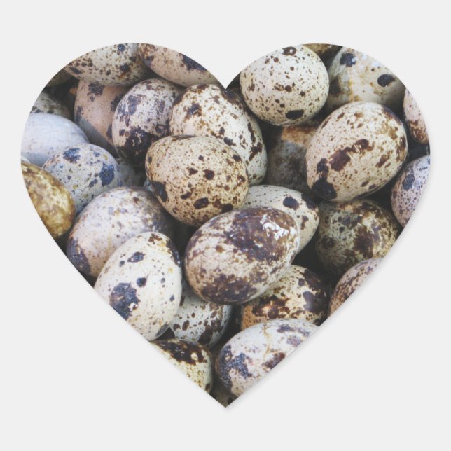 Quail Eggs Hjärtformat Klistermärke (Framsida)