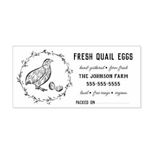 Quail Family Farm Namn Egg Carton Rubber Frimärke Stämpel