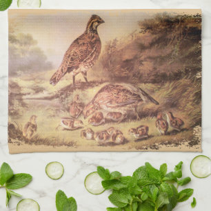Quail Family Kitchen Towel Kökshandduk