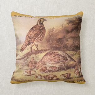 Quail Family Pillow Kudde
