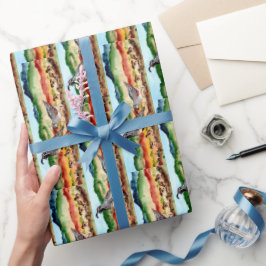 Quail Family Southwest Wrapping Papper Peeps Presentpapper