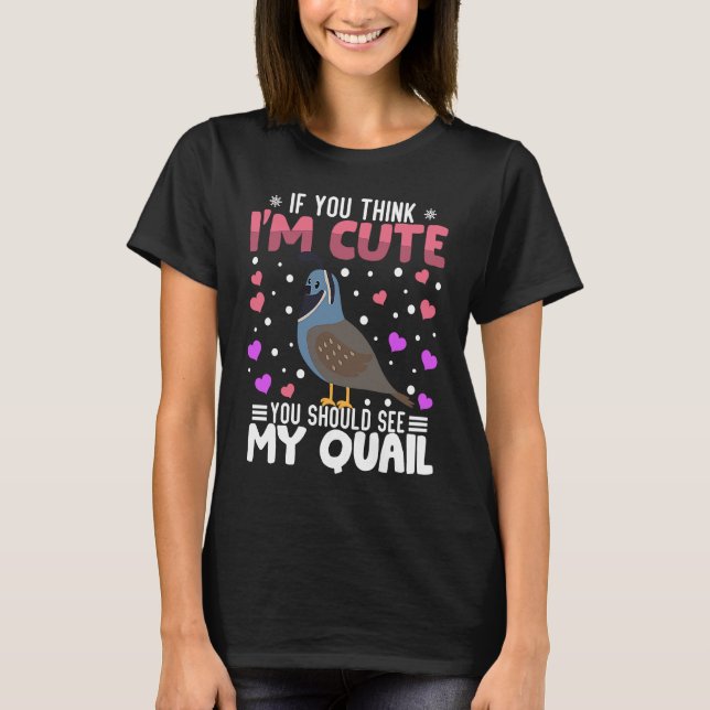 Quail Heart Valentine's Day Animal For Womens Kids T Shirt (Framsida)