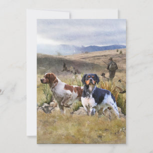 Quail Hunting with a Bretagne Spansk, Art Inbjudningar