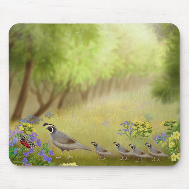 Quail i en äng Mousepad Musmatta (Framsidan)