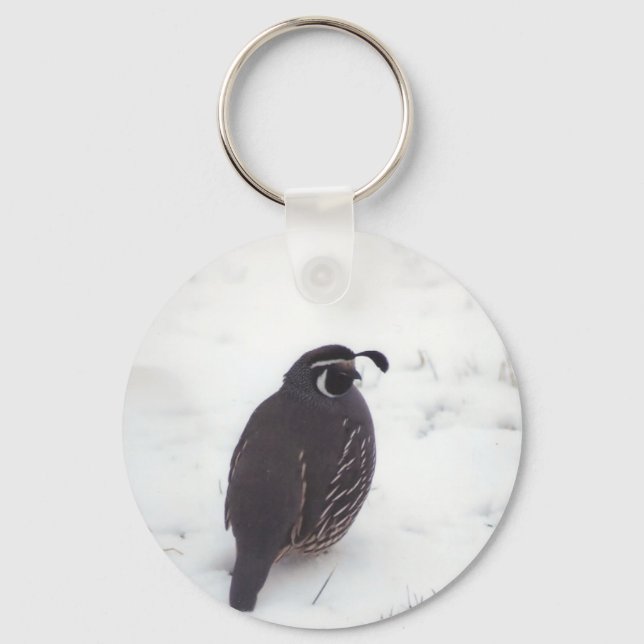 Quail i Snö Nyckelring (Framsida)