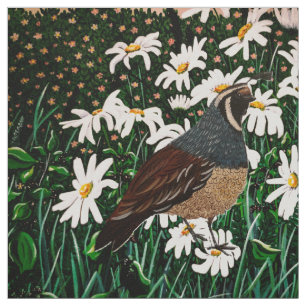 Quail in Daisys Fabric Tyg
