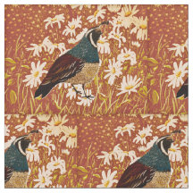 Quail in Fall Daisys Fabric
