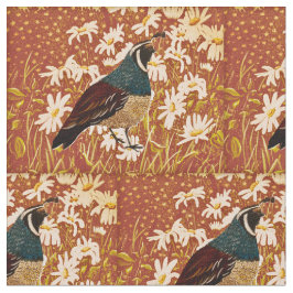 Quail in Fall Daisys Fabric Tyg