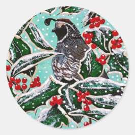 Quail in jul Holly! Runt Klistermärke