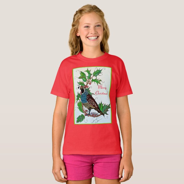 Quail jul T-Shirt (Hel framsida)