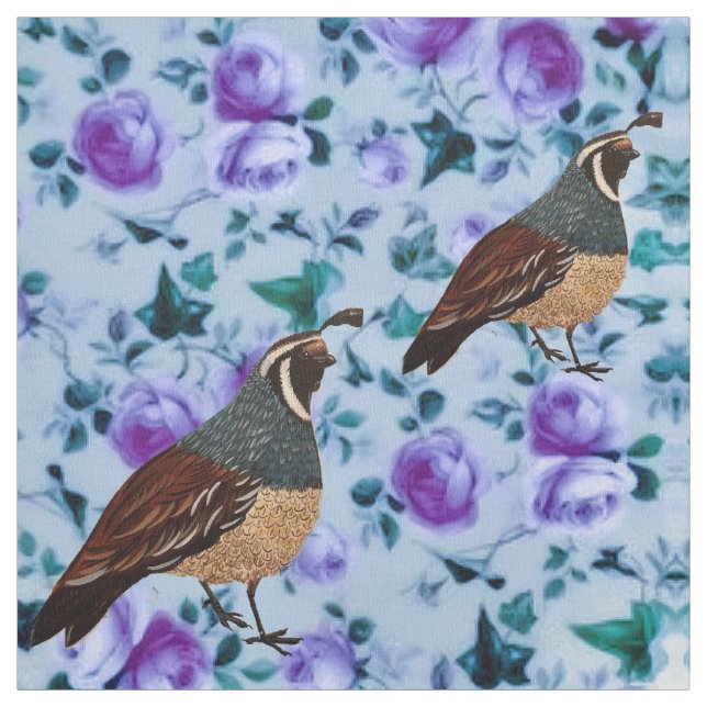 Quail på Chintz Fabric Tyg (Provkarta)
