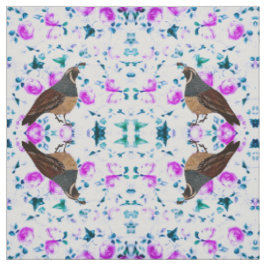 Quail på Rosa Chintz Fabric Tyg