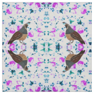 Quail på Rosa Chintz Fabric Tyg