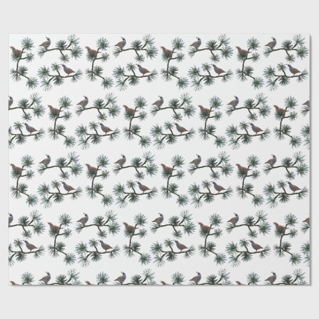 Quail Pine Wrapping Paper Presentpapper (Platt)