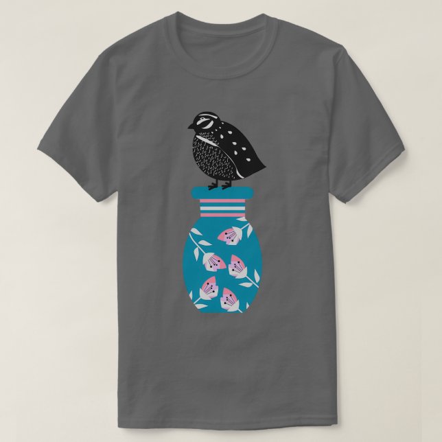 Quail sitting on a vase t shirt (Design framsida)