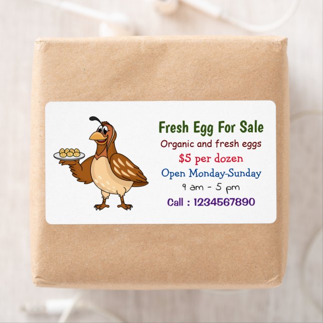 Quail with eggs cartoon fresh egg sign for sale fraktsedel (Insitu)