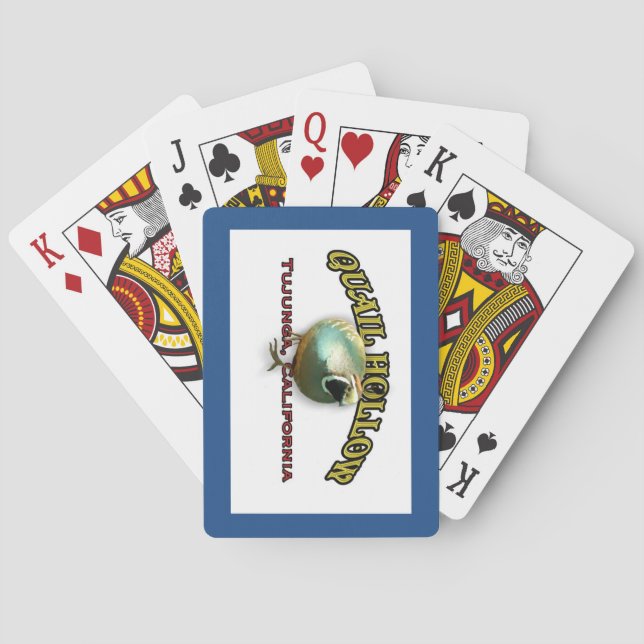 Quailfördjupning som leker kort spelkort (Baksidan)