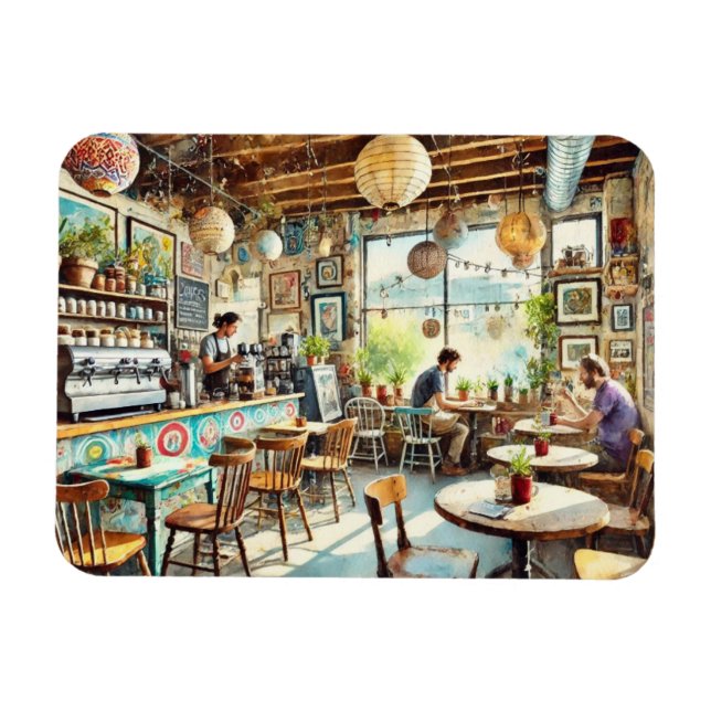 Quaint Artistic Coffeeshop i Austin Texas Magnet (Horisontell)
