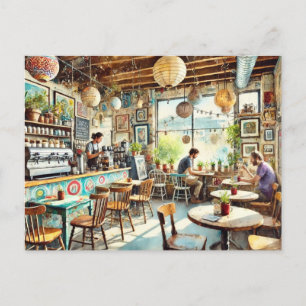 Quaint Artistic Coffeeshop i Austin Texas Vykort