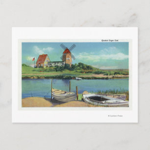 Quaint Cape Cod, View of Kvarn and Boats Vykort