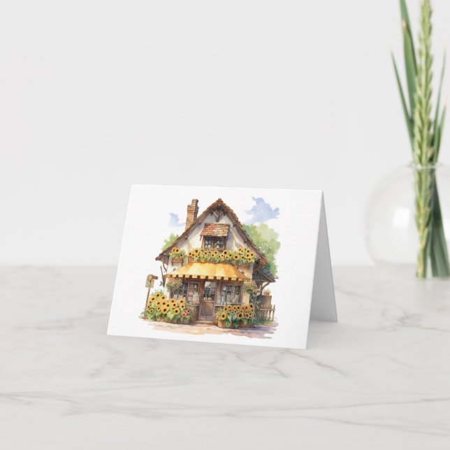 Quaint Countryside Cottage Blank Hälsning Kort (Framsida)