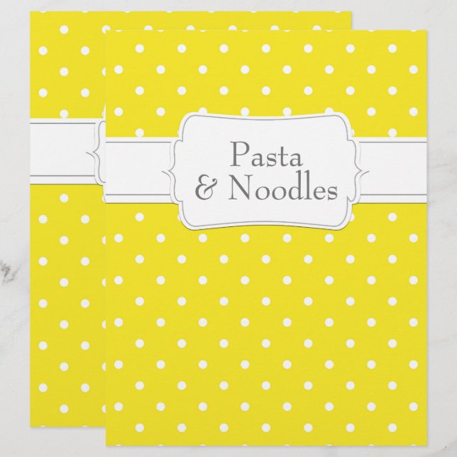 Quaint Grått & Gult Polka Dot Recipe Divider (Fram/baksida)
