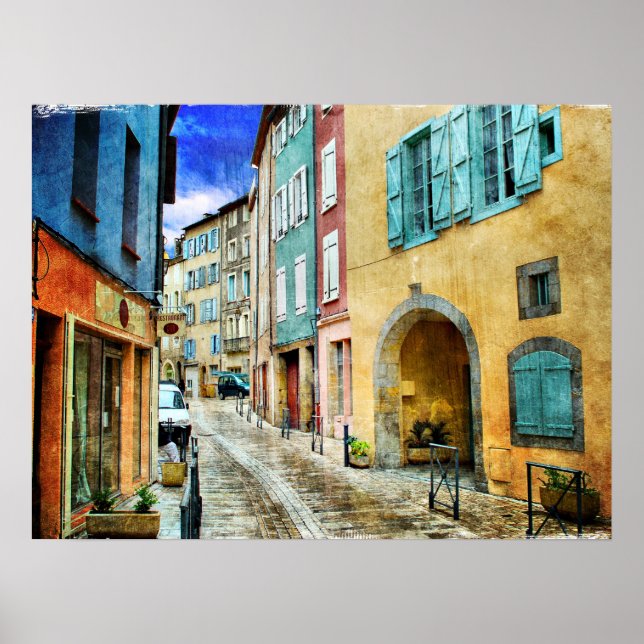 Quaint Old Cobblestone Street Poster (Framsidan)