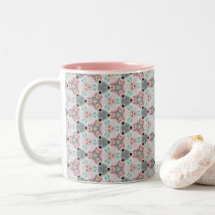 Quaint, Quiet, Retro Rosa Mönster Coffee Mugg