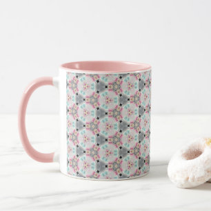 Quaint, Quiet, Retro Rosa Mönster Coffee Mugg
