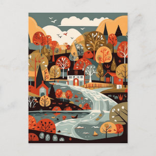Quaint Scandi Village Art Vykort