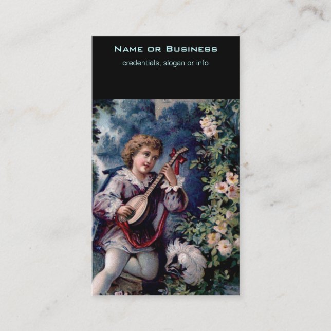 Quaint Vintage Mandolin Player Visitkort (Framsida)