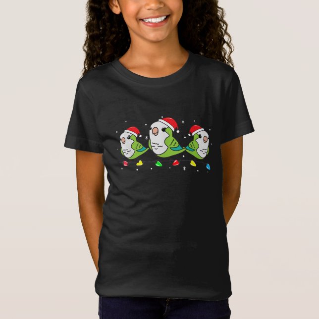 Quaker Parrot Bird Jul Ljus Funny Pet Julafton T Shirt (Framsida)