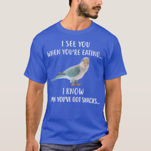 Quaker Parrot Shirt Jag känner dina Snacks Blue T Shirt