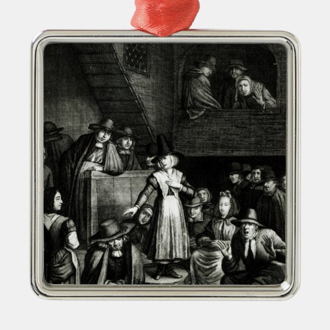 Quakermöte, 1699 julgransprydnad metall (Framsidan)