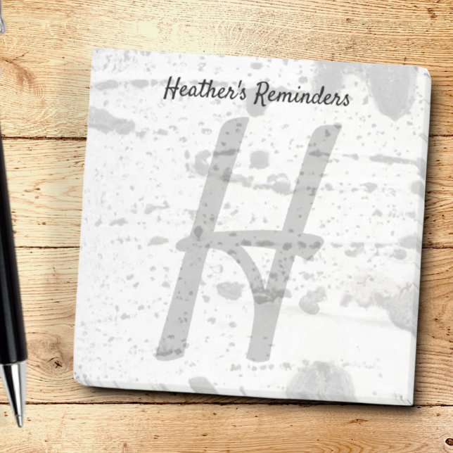 Quaking Aspen Träd Bark and Initial LetterMonogram Post-it Block (Personalized text notepad)