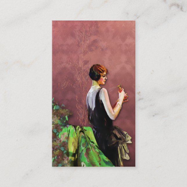 Qualida 20-talmode i grönt och steg visitkort (Framsida)