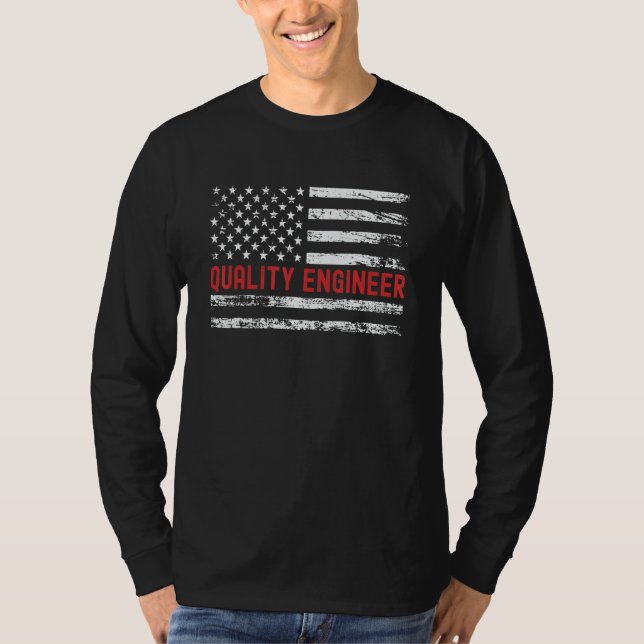 Quality Engineer USA Flag Profession Retro Job Tit T Shirt (Framsida)