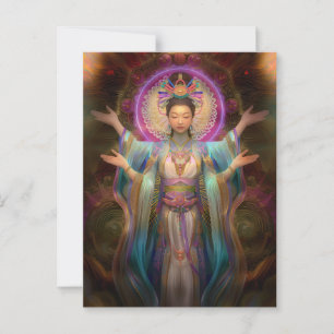 Quan Yin Färgrik Visionär Gudinna Konst Vykort