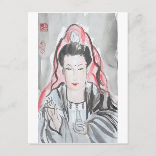 Quan Yin Goddess of Compassion Vykort (Framsida)