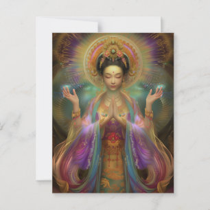 Quan Yin Visionär Gudinna Böne Konst Vykort