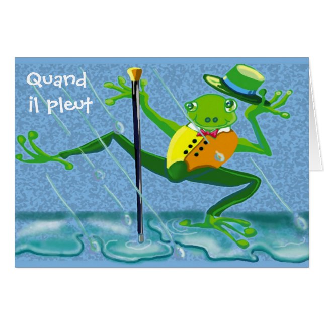 Quand il pleut, porqui pas danser? hälsningskort (Framsidan Horizontal)