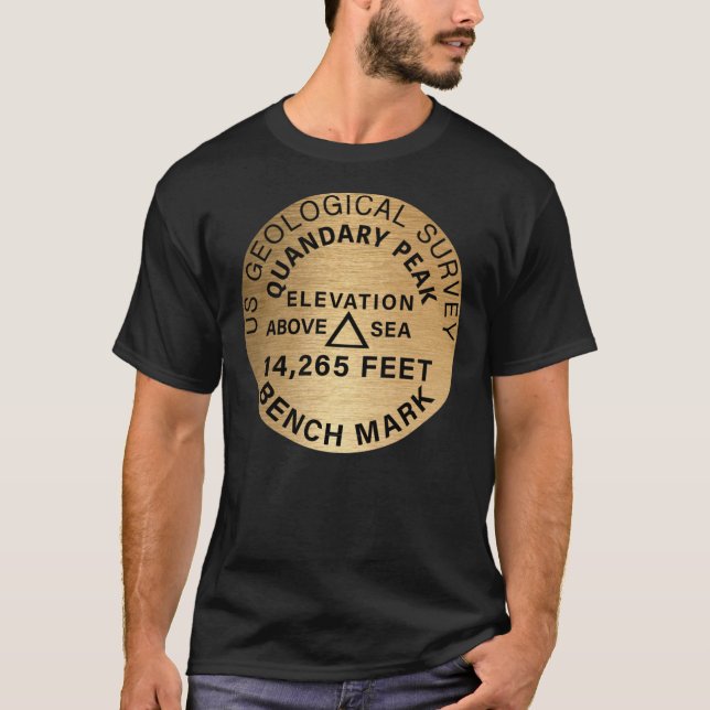 Quandary Peak Bench Mark 14er Fourteener 14ers Roc T Shirt (Framsida)