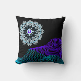 Quantum Abstract Mandala Purple Blue Black Mngrm Kudde