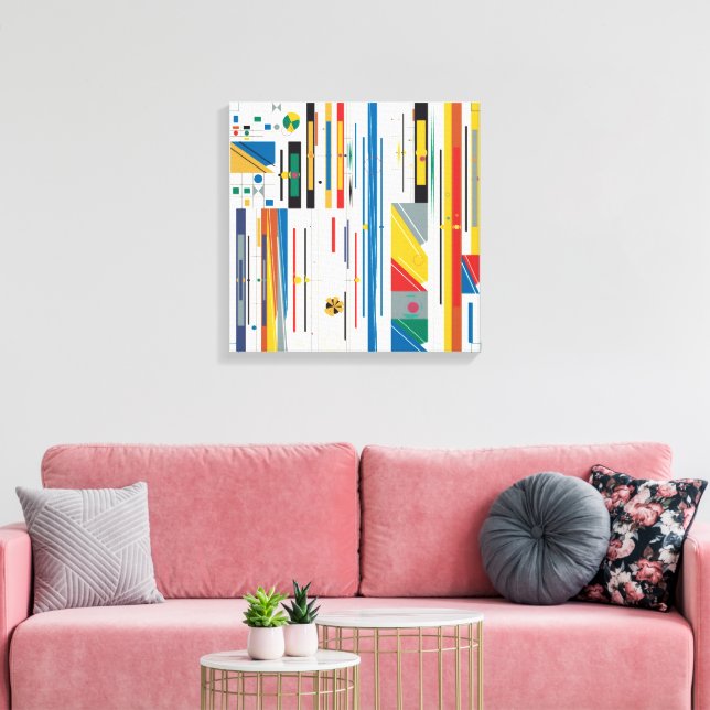 Quantum Bauhaus Geometriskt Mönster  Canvastryck (Insitu (Vardagsrum))