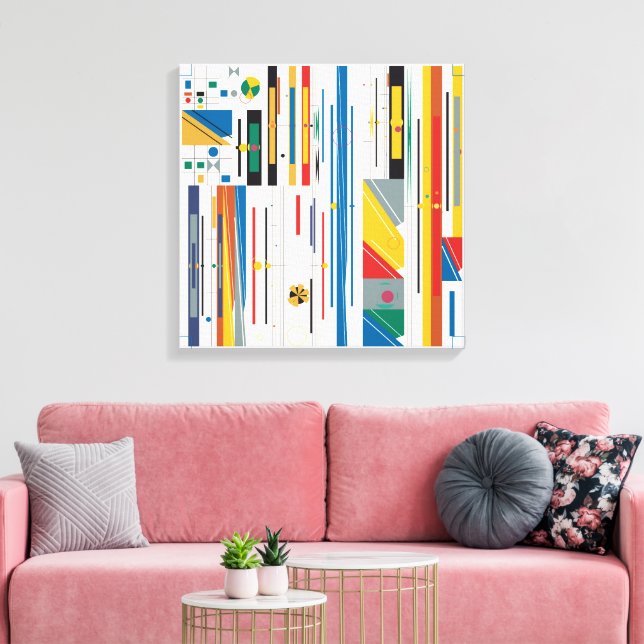 Quantum Bauhaus Geometriskt Mönster  Canvastryck (Insitu (Vardagsrum))