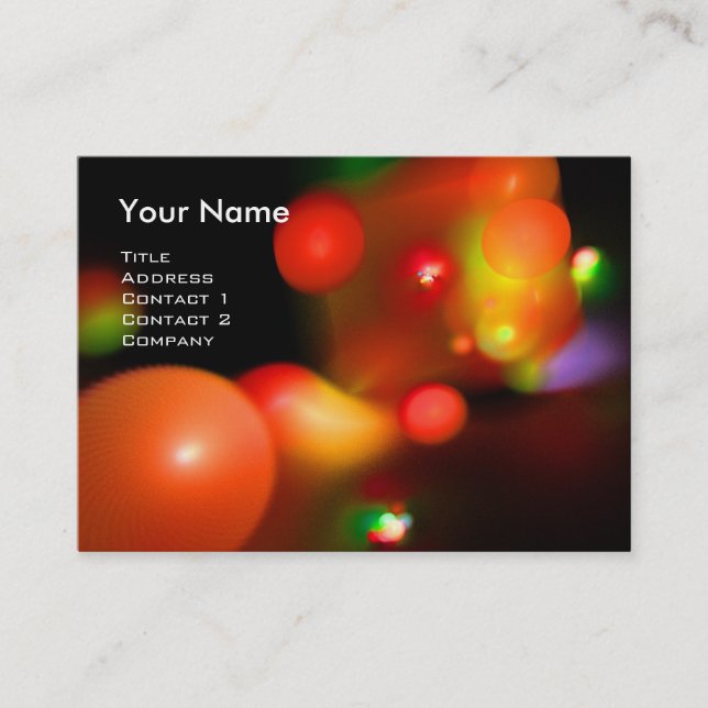QUANTUM BUBBLES MONOGRAM Vibrant Red orange svart Visitkort (Framsida)